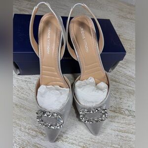 Adrienne Vittadini Silver Slingback Heels